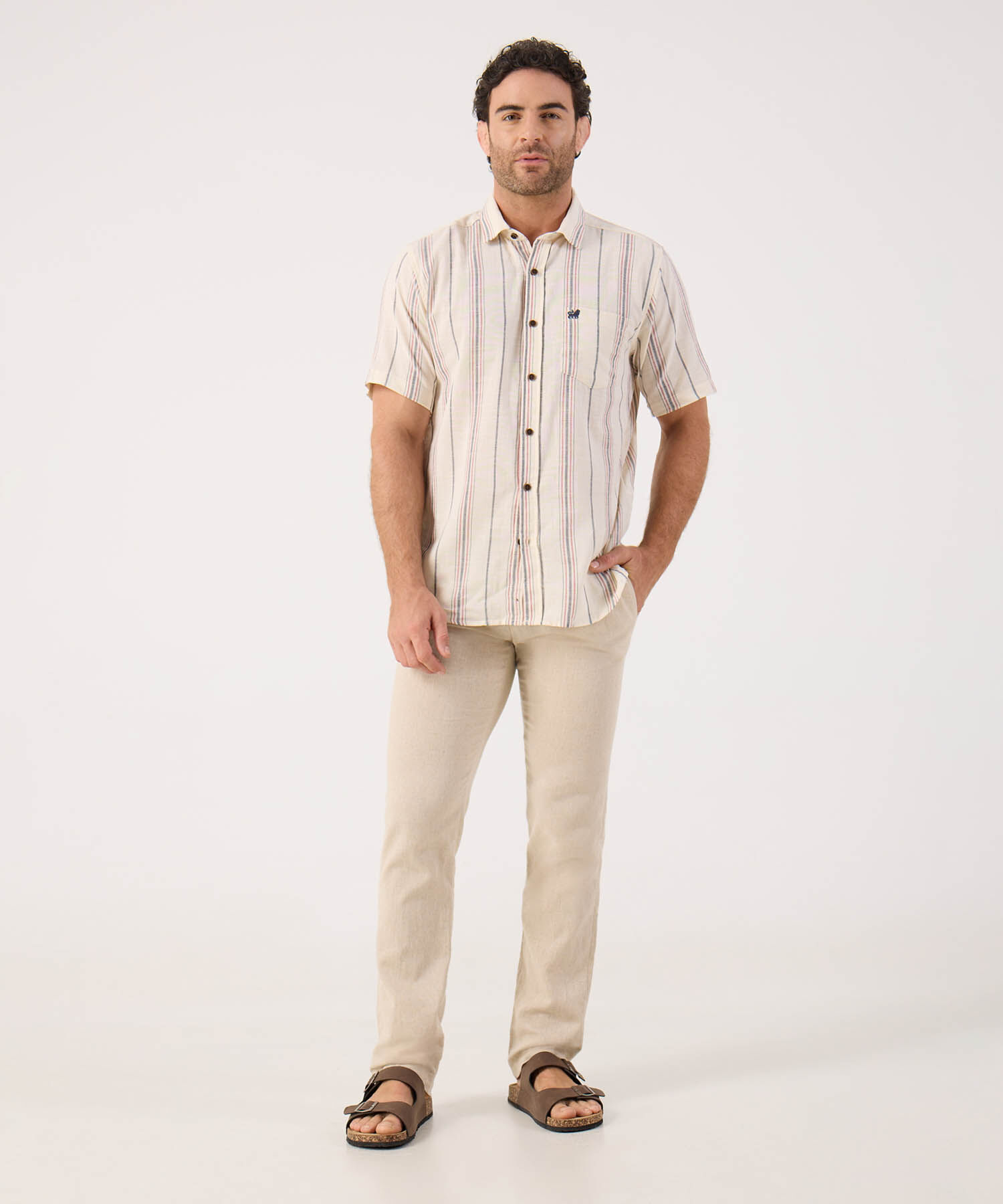 Camisa A Rayas Con Bolsillo 